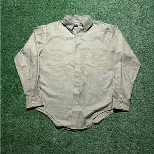 Vintage 70s Golden Line Perma Press Button Up Shirt Olive Green USA Sears Style